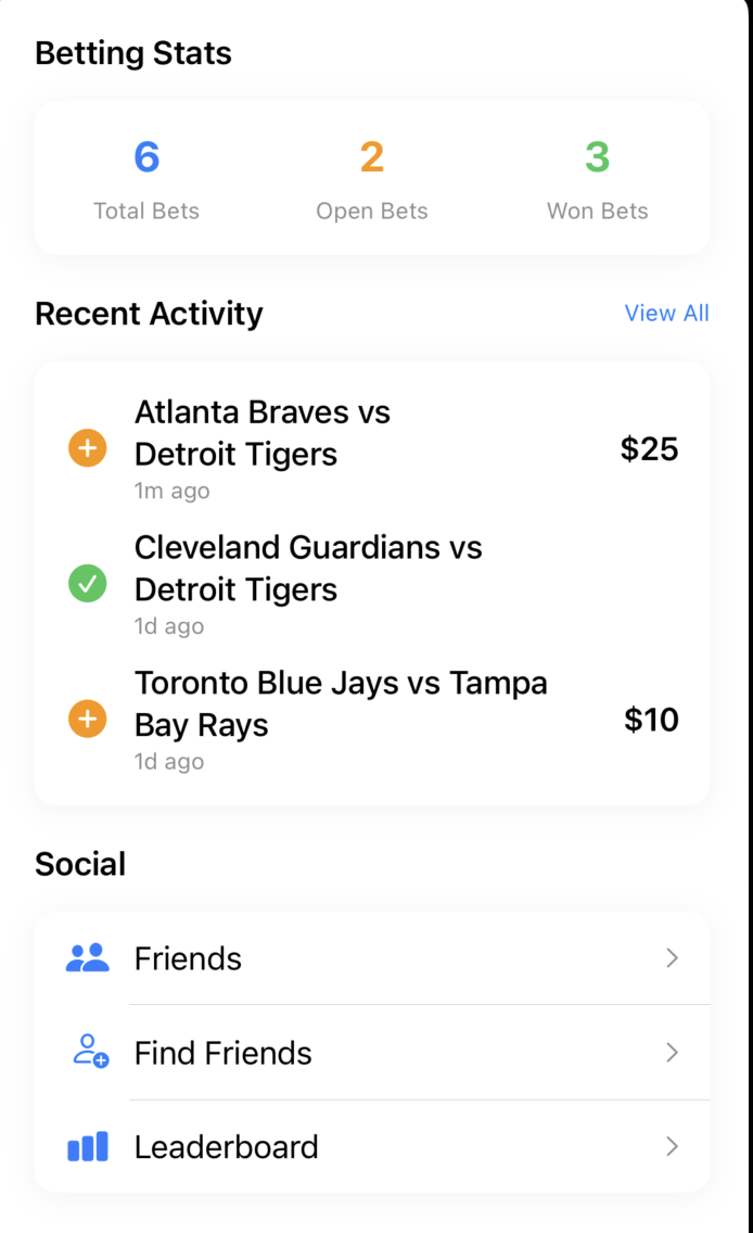 Friend Betting Stats
