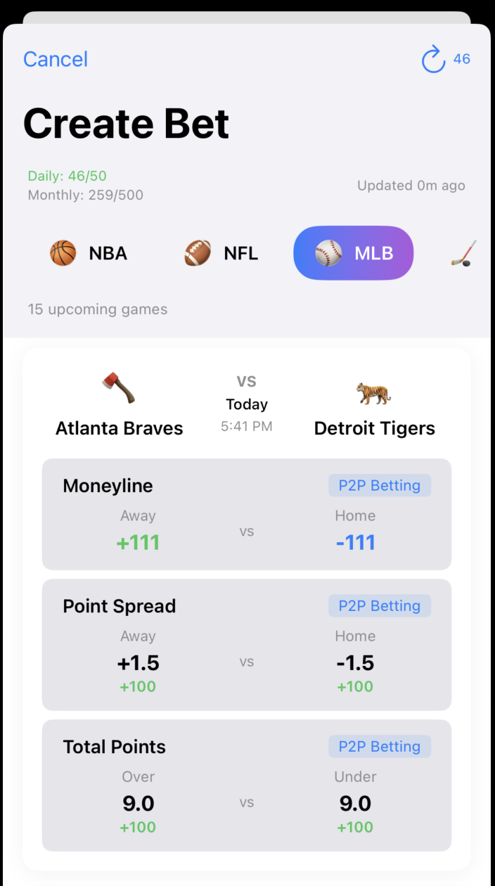 Create Friend Bets